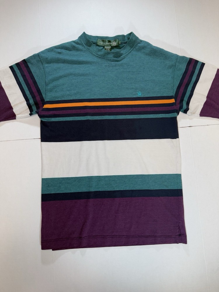 Vintage Knights Of Round Table Crewneck Men’s Shirt L Color Block Striped