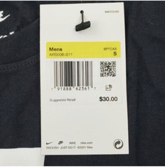 Nike Men’s Sportswear Just Do It T-Shirt Black Small Crew Neck AR5006-011 NWT