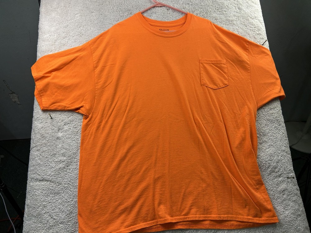 Gildan DryBlend Shirt Mens 3XL Orange Pocket Tee Crewneck Tagless Short Sleeve