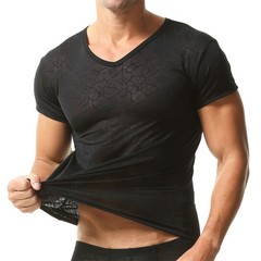 Men’s Ultra-thin Short Sleeve T-shirts V-neck Slim Fit Undershirts Basic Tops XL