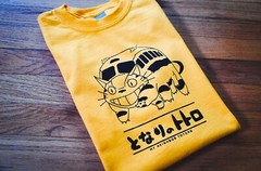 Vintage Totoro Catbus Gold T-Shirt, Anime Manga, Studio Ghibli, Cat Bus, Nekobus