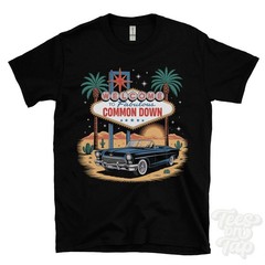 COMMON DOWN LAS VEGAS SIGN PARODY FUNNY T-SHIRT bishops lydeard somerset england