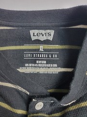 Levi’s Mens XL Thermal Henley Olive Green Stripe Waffle Knit Long Sleeve Shirt