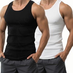 MENS VESTS 100% COTTON TANK TOP SUMMER TRAINING GYM TOPS PACK PLAIN S M L XL 2XL