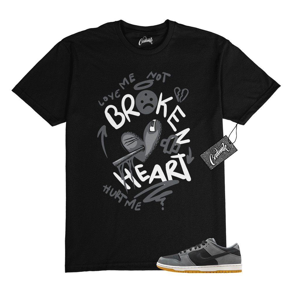 SB Dunk Dark Smoke Grey Black Low White T Shirt to Match BROKEN