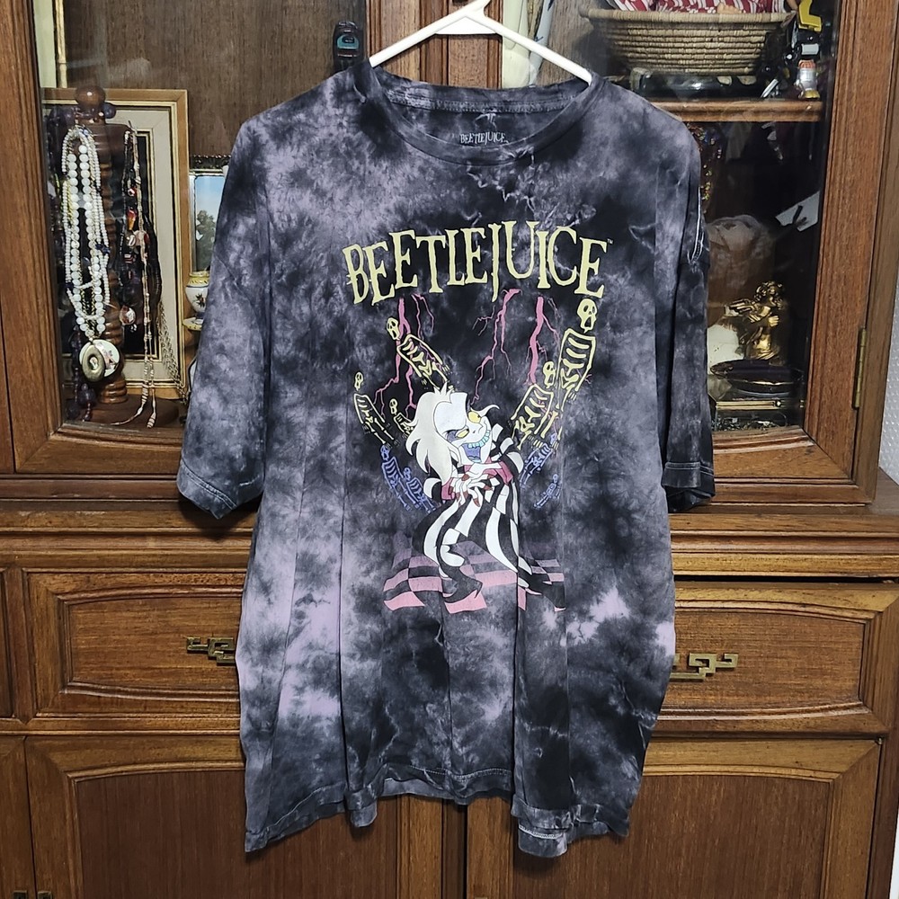 Beetlejuice Animated TV Series Purple Tye Dye Tshirt Adult Size XL Tim Burton