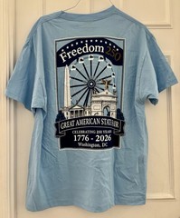 Great American State Fair Freedom 250 T-Shirt Light Blue Washington DC sz XL