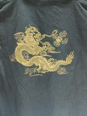 HUAXIUCUN US Men Size XL Black Cotton T-Shirt Dragon Chinese