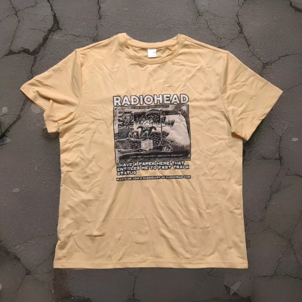Radiohead T-Shirt – Apricot Shirt – Concert Classic style Unisex tee – Large