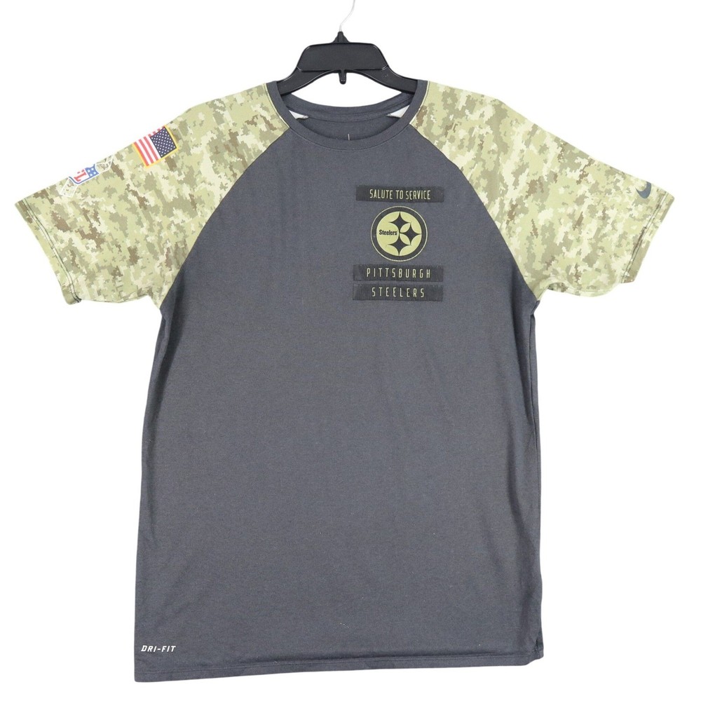 Pittsburgh Steelers Nike Shirt Mens M Salute to Service Digital Camo Raglan Fan