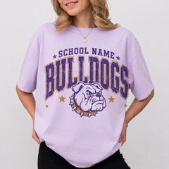 Custom Mascot Striped Shirt School Spirit Back To School Graphic Tee