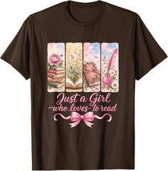 Just A Girl Who Loves to Read Floral Book Lover Unisex T-Shirt