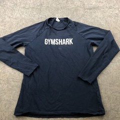Gymshark Shirt Men Small Blue Long Sleeve Spell Out Casual Logo *