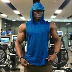 Men’s Muscle Hoodies Sleeveless Tank Tops Gym Fitness Running Sport Vest T-Shirt