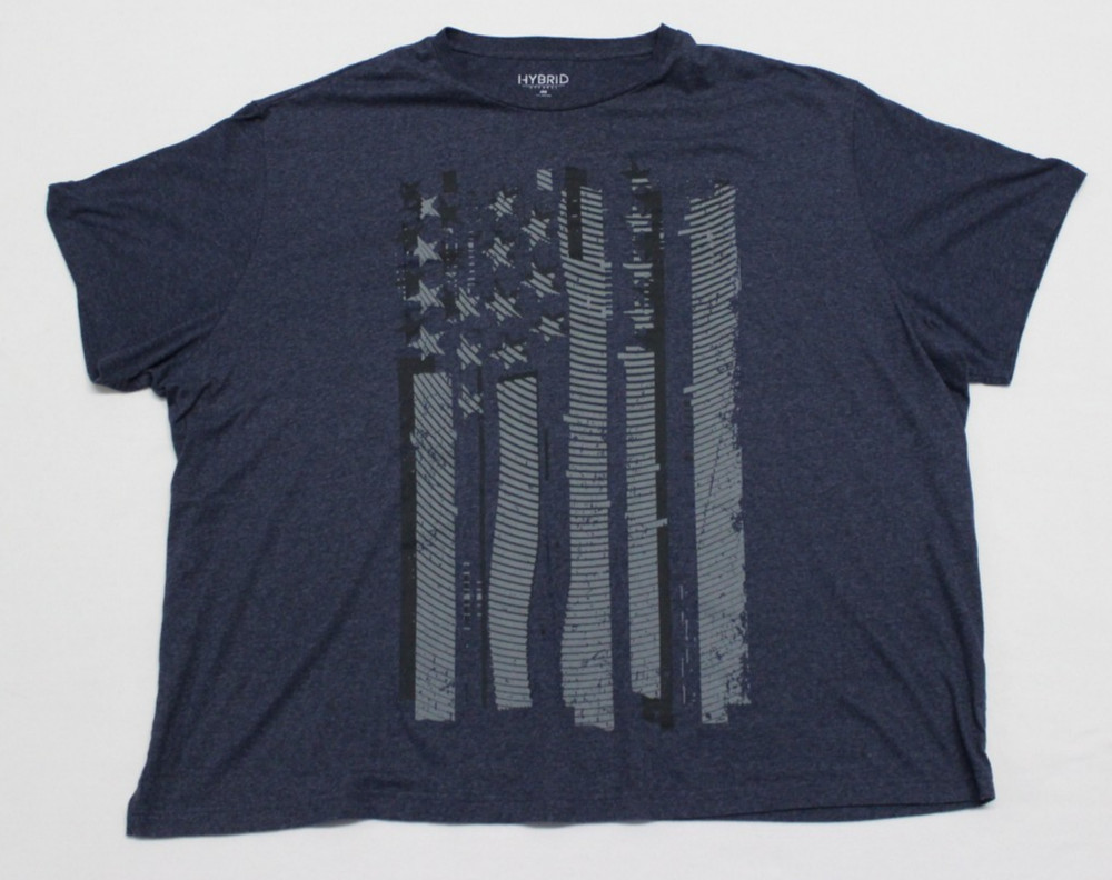 Hybrid Apparel T-Shirt Men’s Size 4XB Blue Gray Glitched Freedom Graphic