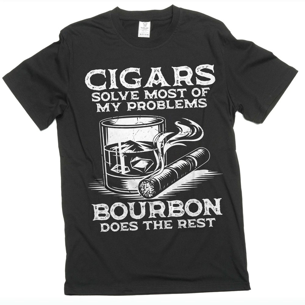 Men’s Funny Cigars and Bourbon T-shirt Father’s day tee gifts cigar t-shirt