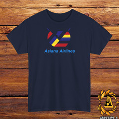 Asiana Airlines Logo T-Shirt Black/Grey/White/Navy/Red/Light Blue S-5XL