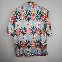 Pacsun Cropped Daisy Satin Camp Shirt Men’s Size Small Floral 70s Aesthetic