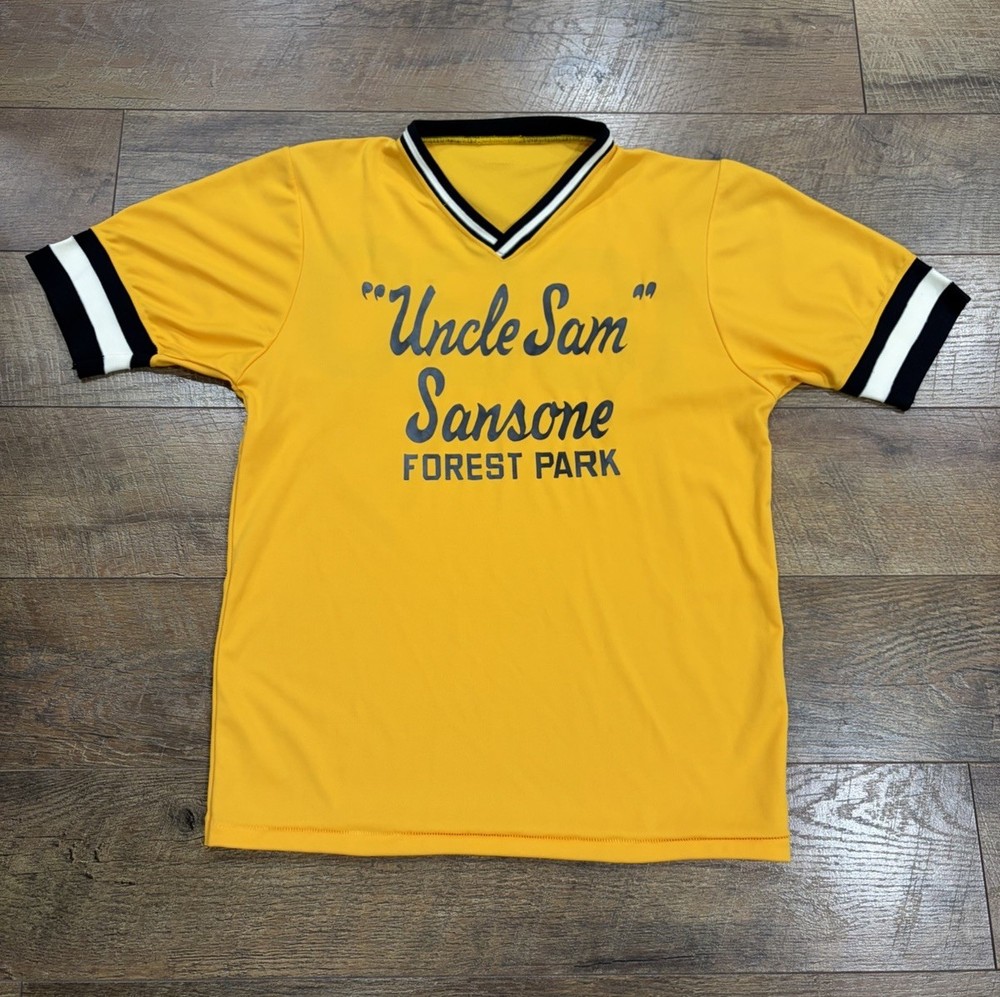 Vintage 70s 80s Uncle Sam 1890 Baseball Jersey Ringer Tee Yellow Medium USA