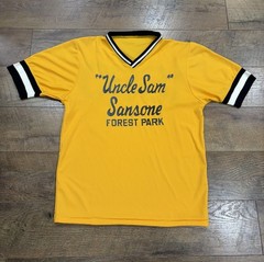 Vintage 70s 80s Uncle Sam 1890 Baseball Jersey Ringer Tee Yellow Medium USA