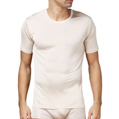 2025 T Shirt Pure Silk Knit Men’s Shirt Round Neck Short Sleeves Solid Us S M L