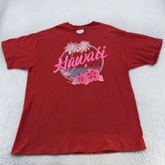 Vintage Hawaii Shirt Mens M/L beach surf Palm Tree Hibiscus Graphic 90s