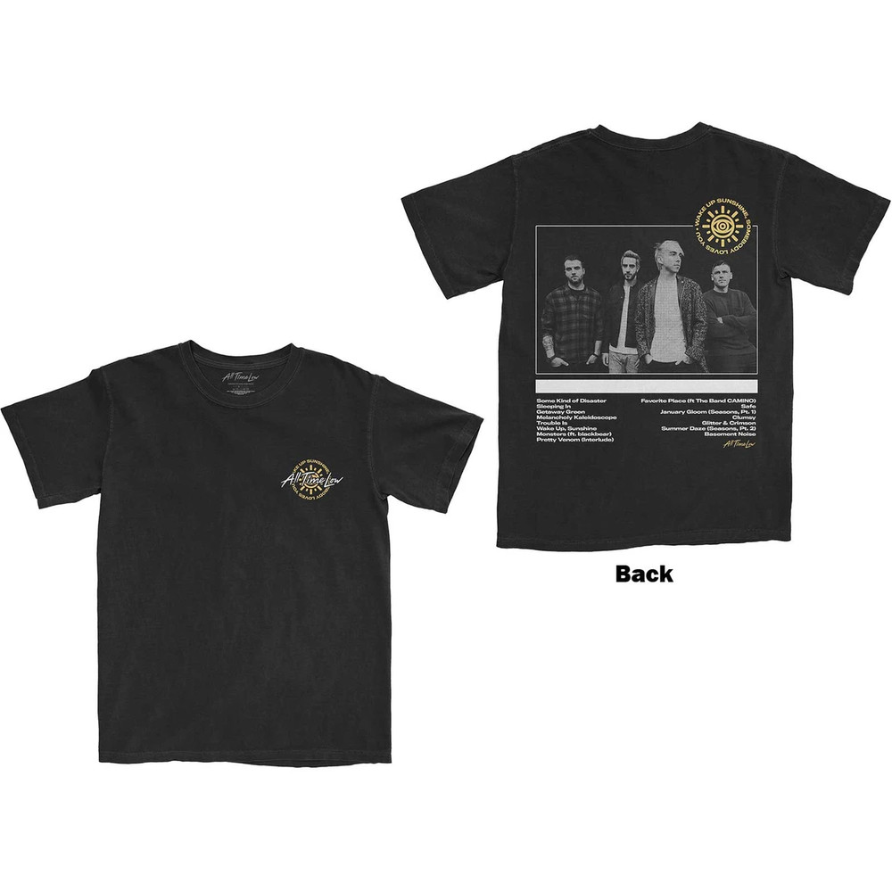 Official ALL TIME LOW Wake Up Sunshine Track List Back Print T-Shirt M NWT