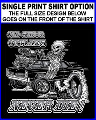 1966 1967 Hot Rod Muscle Car Outlaw Gasser Drag Race Cartoony Skeleton T-shirt