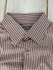 Ermenegildo Zegna Men’s Dress Shirt L Pink & Brown NWT Single Chest Pocket