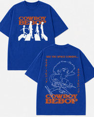 Cowboy Bebop Anime Graphic T Shirt Blue Front Back Print Unisex Streetwear