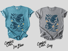 Retro Botanical Birds T-Shirt, Folk Art Bird Shirt, Vintage Nature Tee, Cottagec