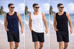 Fabrik Pure Cotton Long Length Muscle Vest For Men 3 Pack In 3 Colours, 2XL-8XL