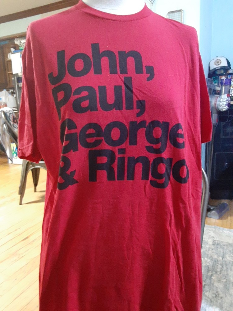 The Beatles John Paul George Ringo T-Shirt Red XL 2011 Official Band Tee