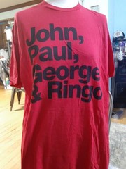 The Beatles John Paul George Ringo T-Shirt Red XL 2011 Official Band Tee