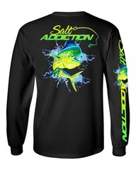 Salt Addiction Saltwater Dolphin Fishing Long Sleeve T Shirt Mahi Mahi Cotton