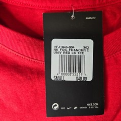 Nike Foil Franchise Red Just Do It Tee Long Sleeve Men’s T-shirt Size S NEW