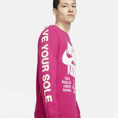 Nike Sportswear World Tour Long Sleeve Tee DA0629-615 LS Shirt Fireberry Hot Lab