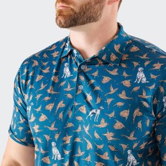 Waggle Men Bird Dog Polo T-Shirt – Teal Green XL