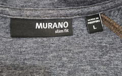 Murano Men’s Slim Fit Large Brown and Blue V Neck Pullover Shirt