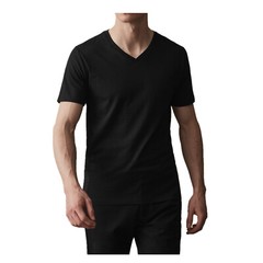 For Mens 100% Cotton Thick Casual T-Shirt Basic Tee V-Neck Black S-4XL LOT