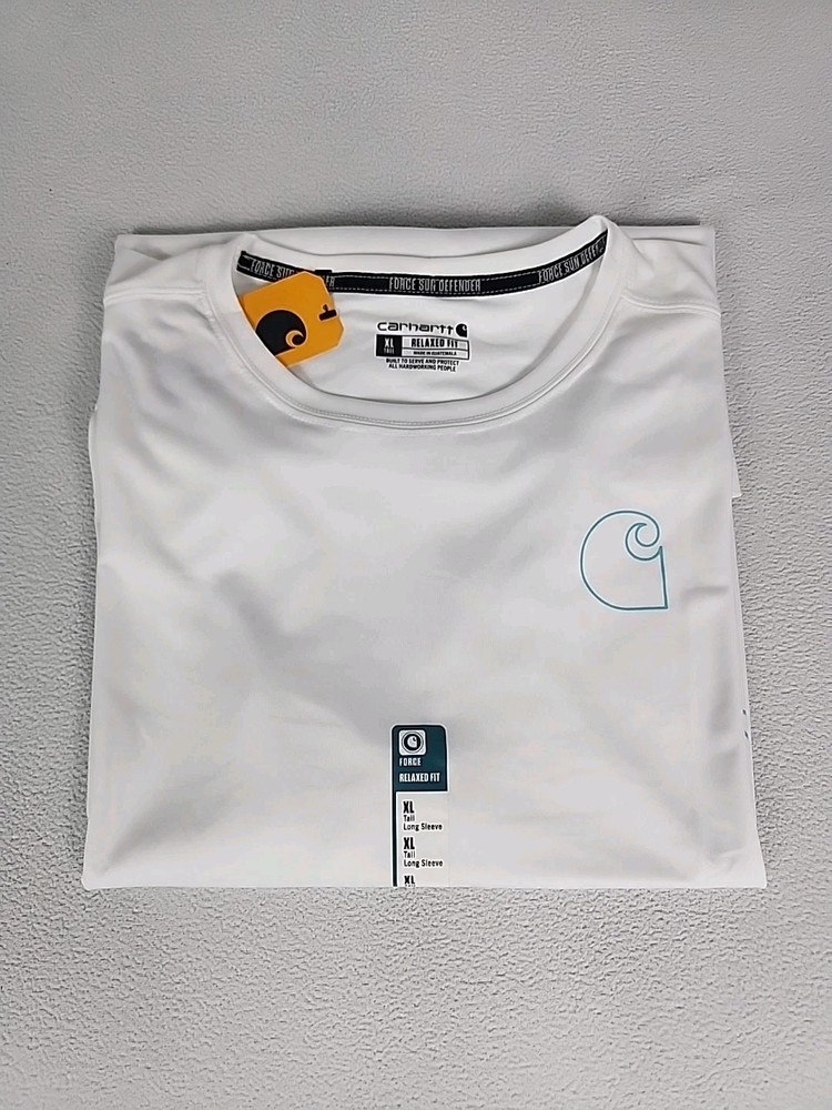 Carhartt Force Sun Defender Relaxed Long Sleeve T-Shirt Mens XL Tall White UPF50