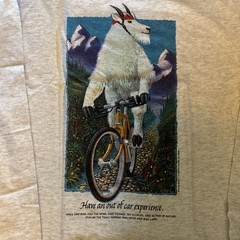 Vintage 90s Single Stitch Graphic Longsleeve Shirt Mountain Goat On A Bike