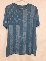 Mens Medium Apt 9 Short Sleeve T-Shirt Blue With Distressed American Flag