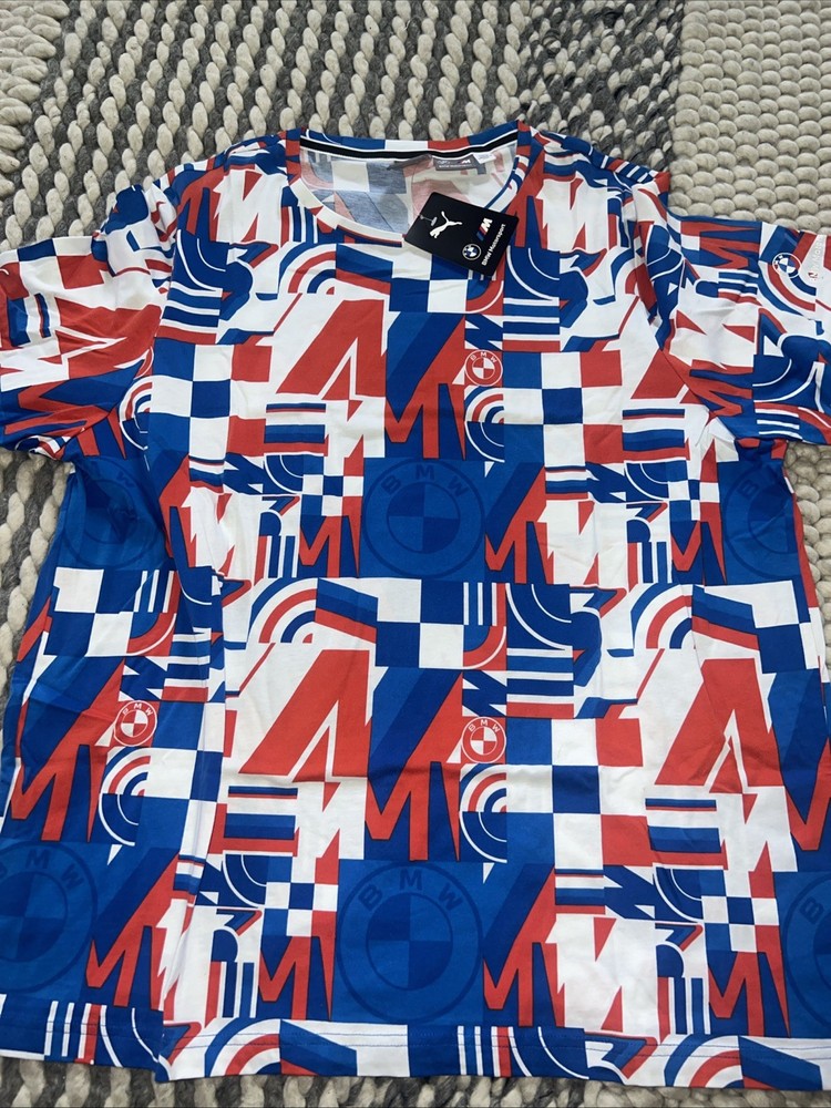 NWT Puma BMW Motorsport MMS Street AOP Men’s T Shirt Multi Sz M $45