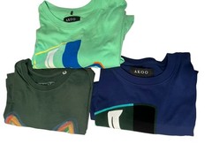 Akoo T-Shirt Graphic Fox Short Sleeve Men’s 2XL Dk Green Lt Green Blue Crew Neck