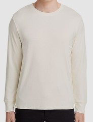 Theory Men’s Ivory Essential Crewneck Long Sleeve T-Shirt Size L