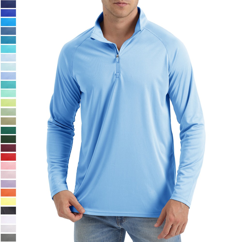 Men’s UPF 50+ T-Shirt 1/4 Zip Up Sun Block UV Protection Outdoor Fishing Shirts