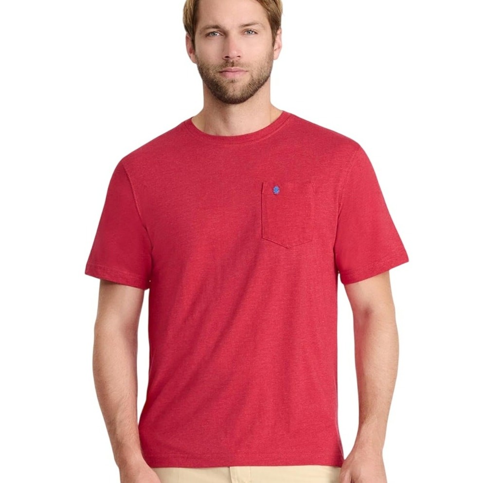 IZOD Men’s Saltwater Soft Wash Pocket Crew Neck T-Shirt Glossy Red Size XXL Tee
