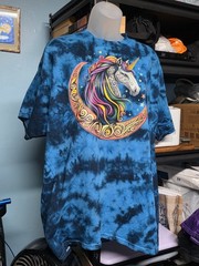 Fantasy Celtic Moon Unicorn Colortone Crystal Wash Blue XL New!
