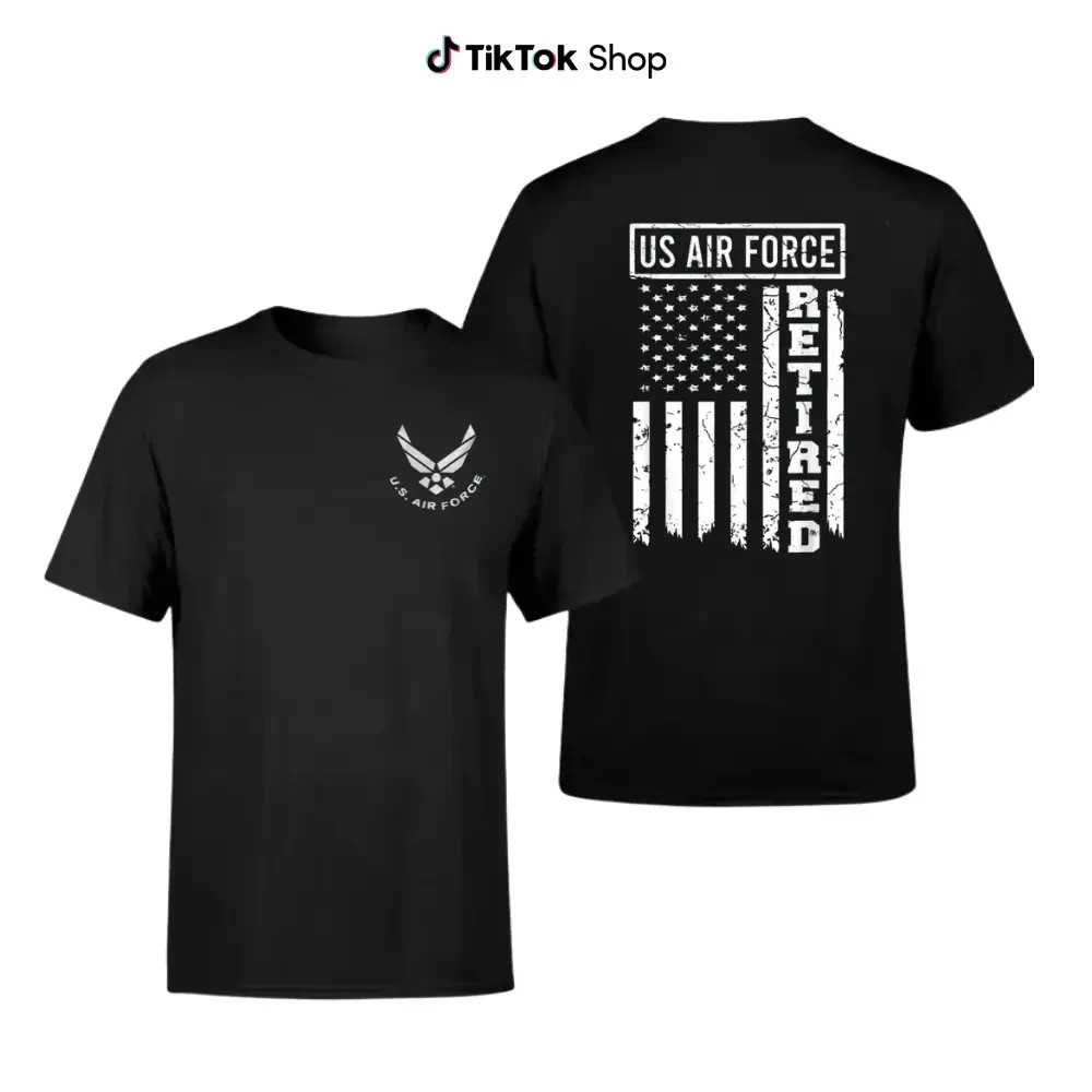 US Air Force Retired T-Shirt, Vintage Streetwear Patriotic Military Tee